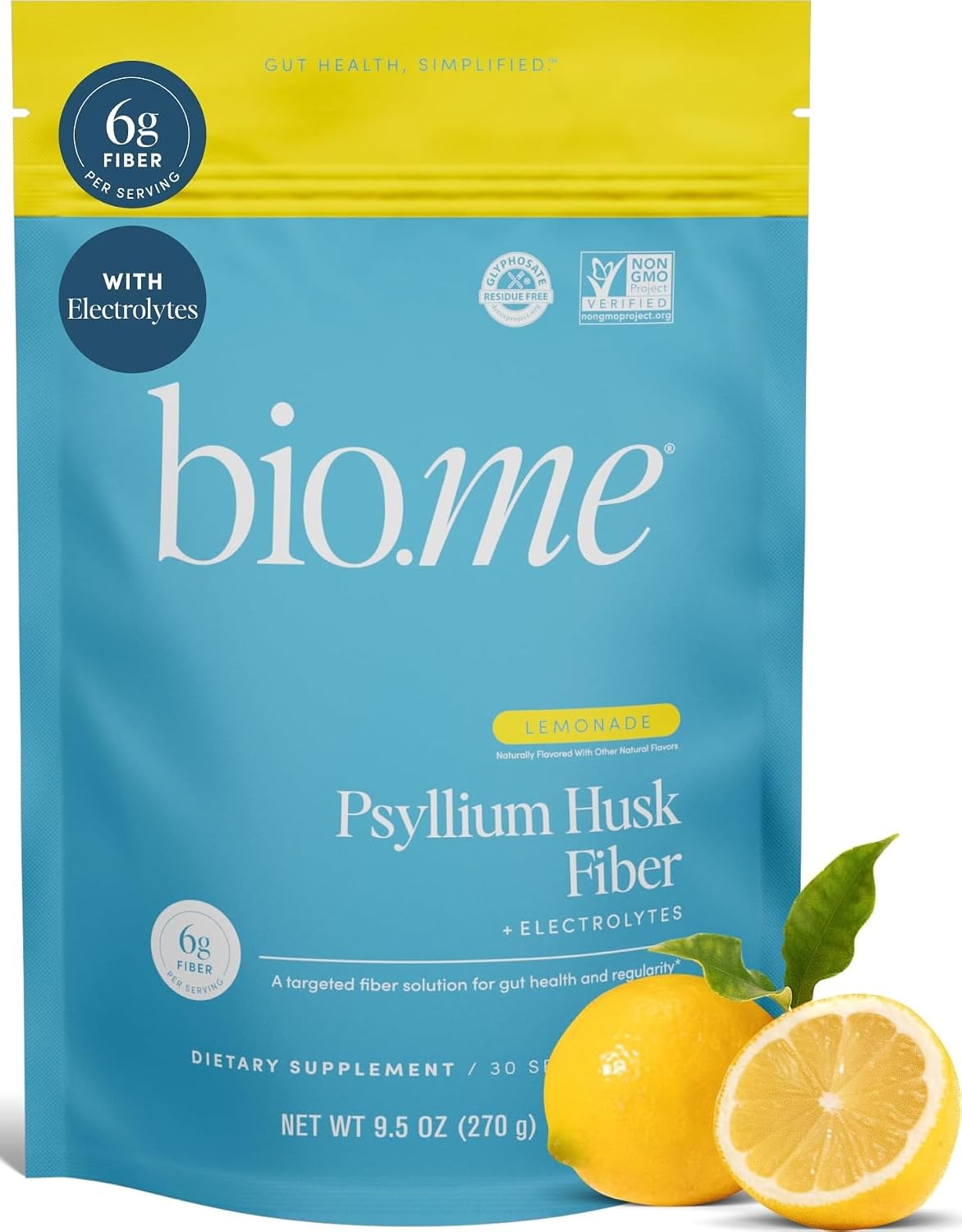 Bio.me Psyllium Husk Fiber Powder - Lemonade, 30 Servings