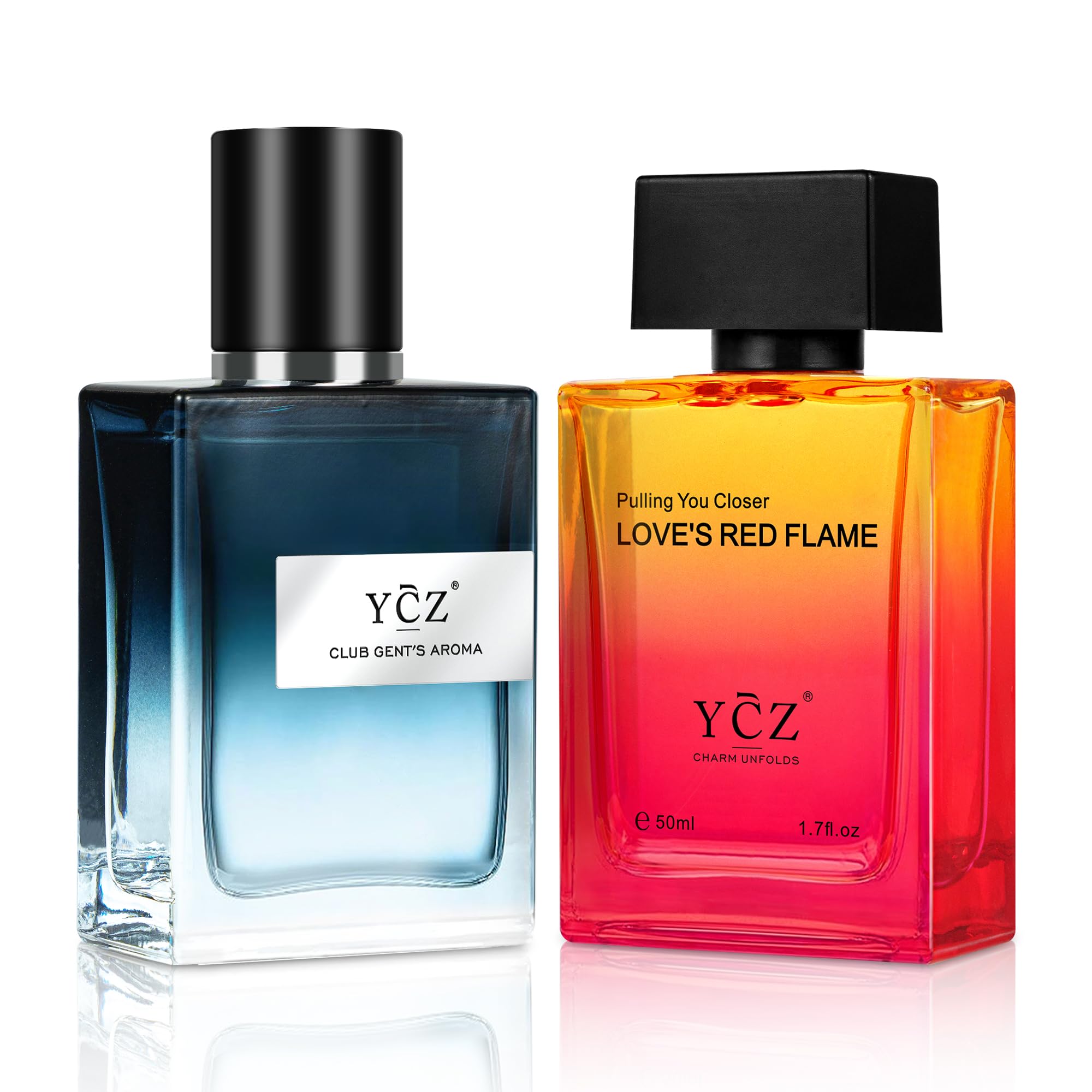 Ycz Cologne for Men, Borrowing Fire & Club Fragrance Set, 1.7 Fl Oz (50ml) Eau de Parfum, Long Lasting Citrus Fragrance, for Work, Dating, Evening Wear & Gift Giving, Men's Cologne Gift Set
