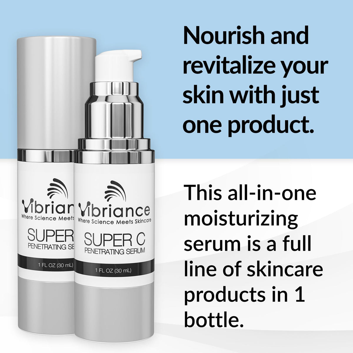 Vibriance Super C Serum for Mature Skin - All-in-One Vitamin Formula Hydrates, Firms, Lifts, Smooths, Targets Age Spots, Wrinkles, 1 fl oz - Pack of 2