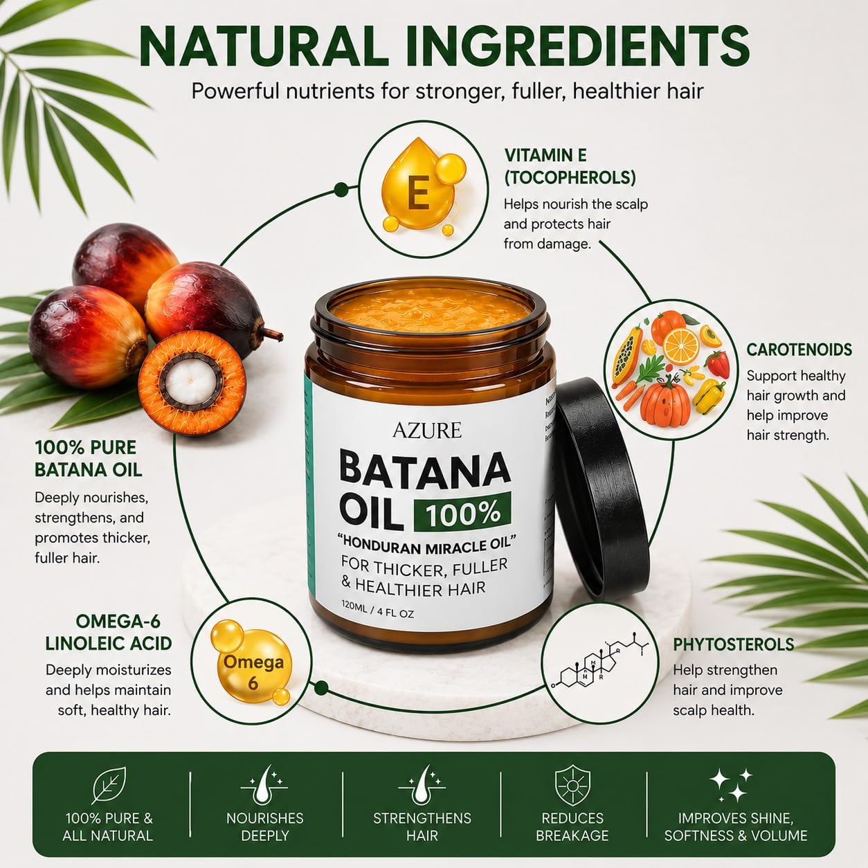 AZURE Batana Oil Paste for Hair Growth, 100% Pure Batana Paste for Nourishing Scalp, Strengthening Strands, Enhancing Shine & Softness - Honduras Sourced - For All Hair Types 4 Fl Oz (Pack of 1)