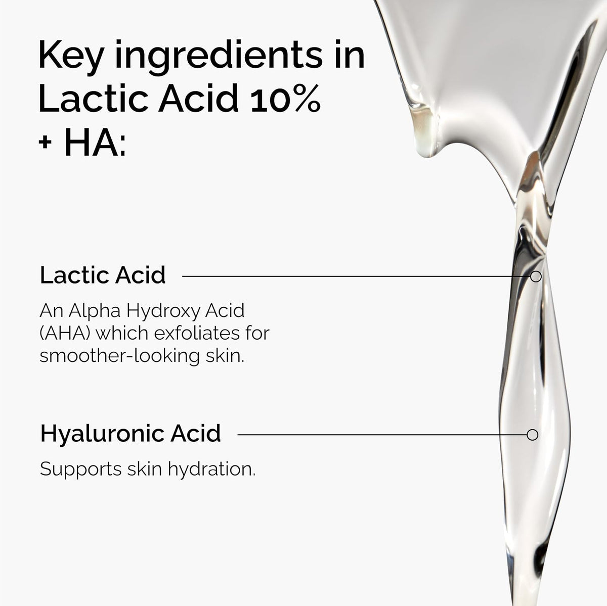 The Ordinary Lactic Acid 10% + Hyaluronic Acid 2%, High-Strength Exfoliating Serum for Smoother, Brighter Skin, 1 Fl Oz