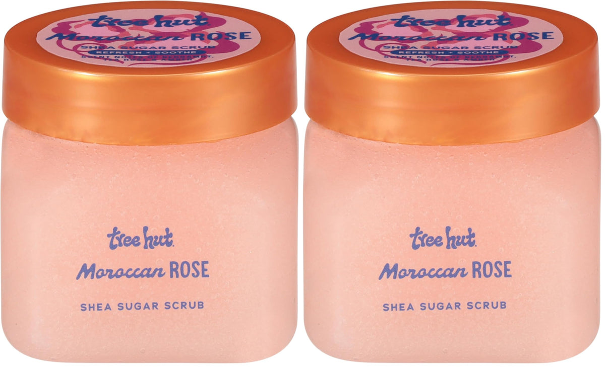 Tree Hut Mini Moroccan Rose Shea Sugar Scrub, Exfoliating & Hydrating Body Scrub with Shea Butter & Essential Oils, Smooth Skin, For All Skin Types, Vegan, Travel Size, 3.4 oz (Pack of 2)