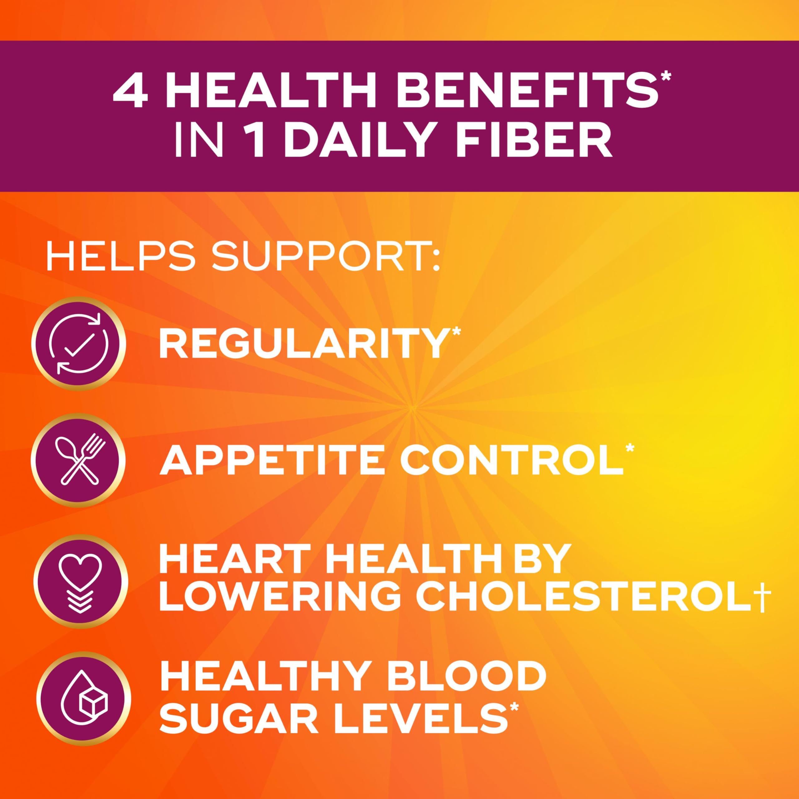 Metamucil 4-in-1 Psyllium Husk GLP-1 Friendly Fiber Supplement, Real Sugar, 114 tablespoons, Orange Flavored, Daily Fiber Powder for Digestive Health, made with Plant-Based Psyllium Husk Fiber