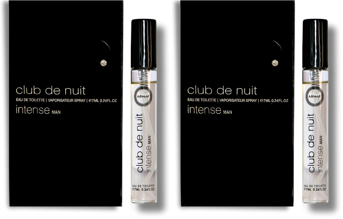 Armaf Club De Nuit Intense – Fruity, Floral, Woody, Amber – Eau de Toilette Vial Spray for Men, 0.24 oz / 7 ml (Pack of 2)