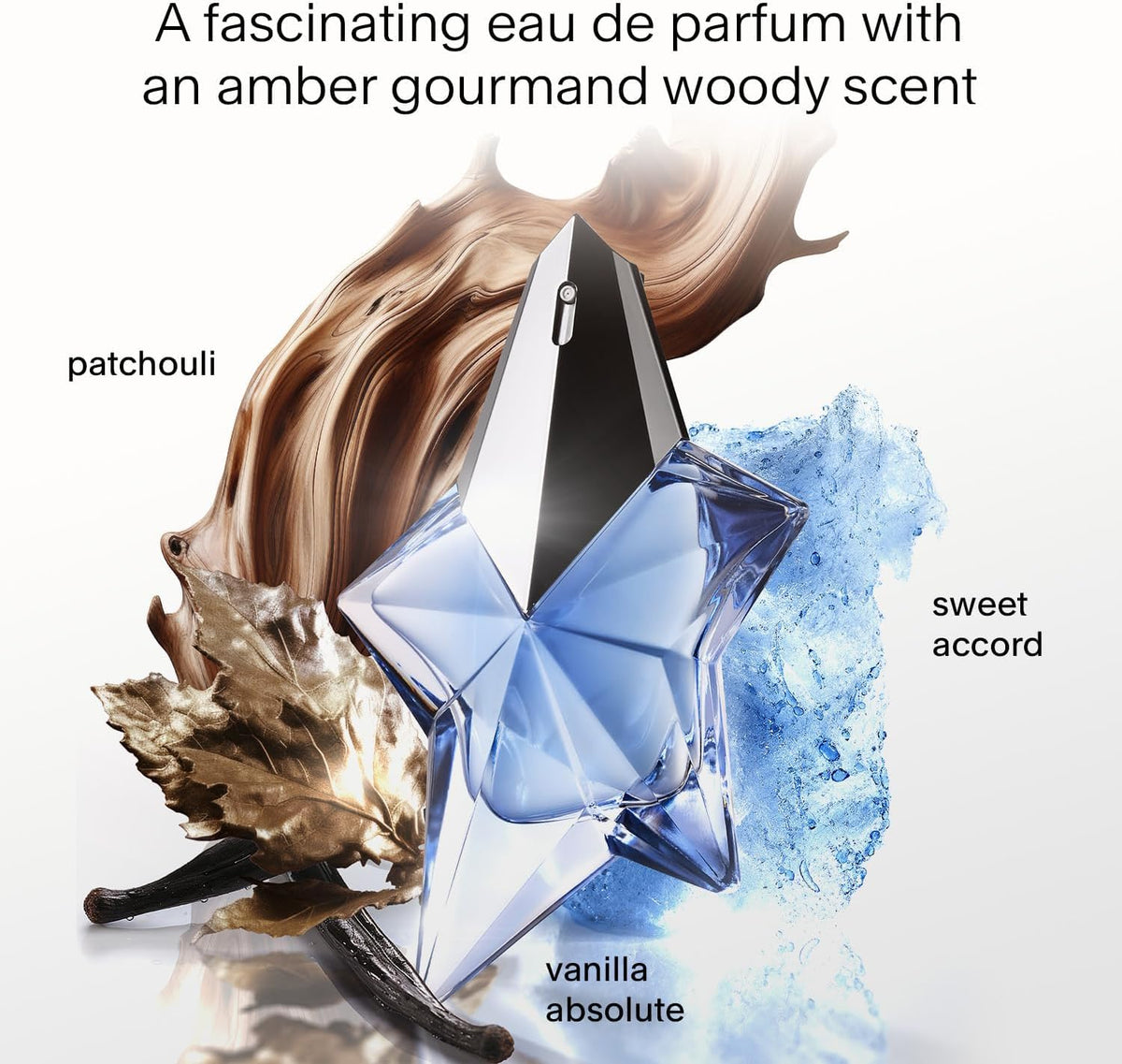 Mugler Angel - Eau de Parfum - Women's Perfume - Ambery & Woody - With Bergamot, Praline, and Patchouli - Long Lasting Fragrance - 0.5 Fl Oz