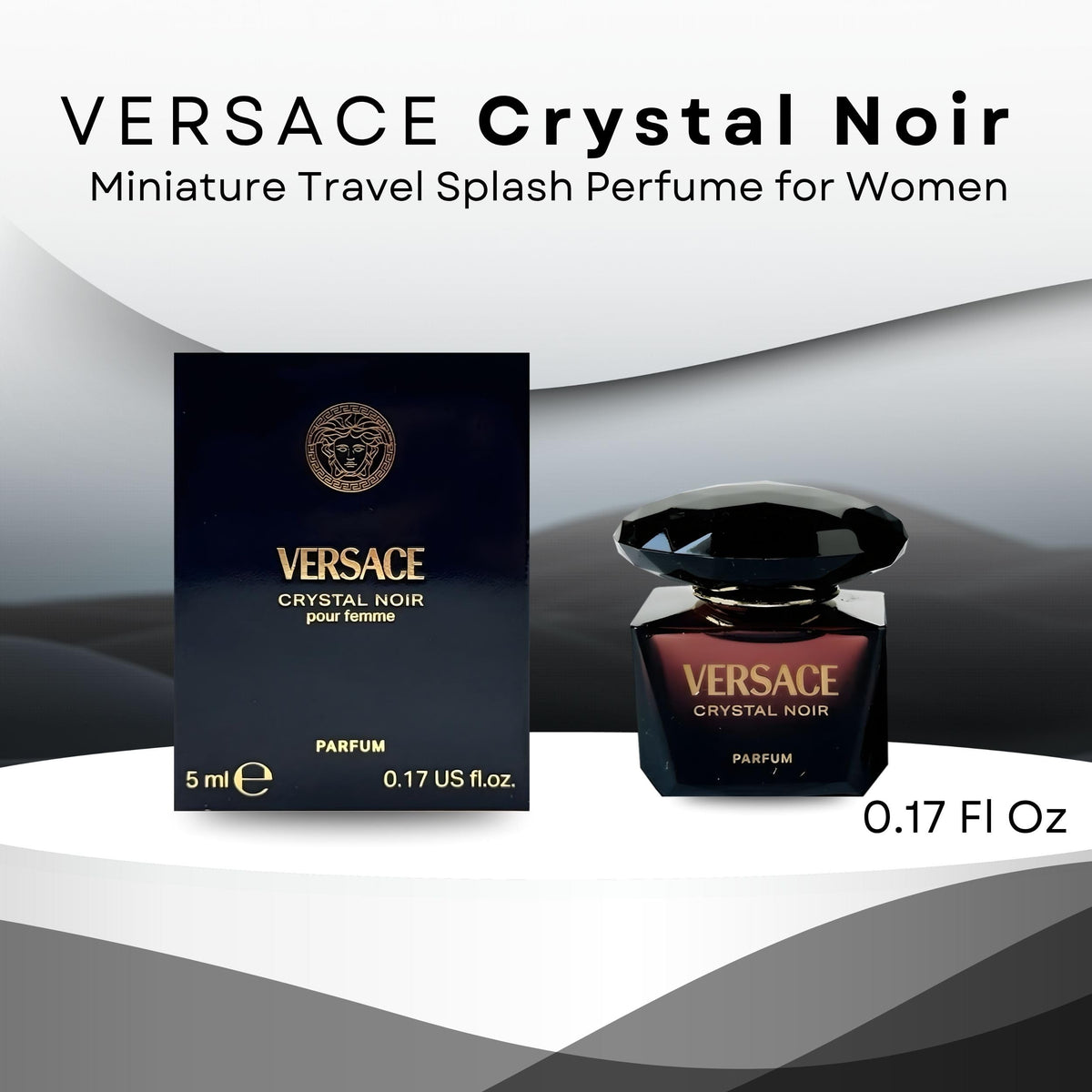 Versace Crystal Noir Perfume for Women Mini Parfum Splash 0.17 Ounce