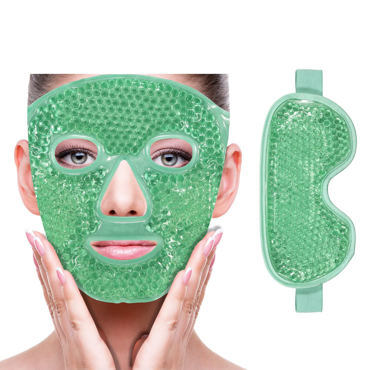 ZNÖCUETÖD Cooling Ice Face Eye Mask for Reducing Puffiness, Bags Under Eyes,Sinus,Redness,Pain Relief,Dark Circles, Migraine,Hot/Cold Pack with Soft Plush Backing Gift for Women