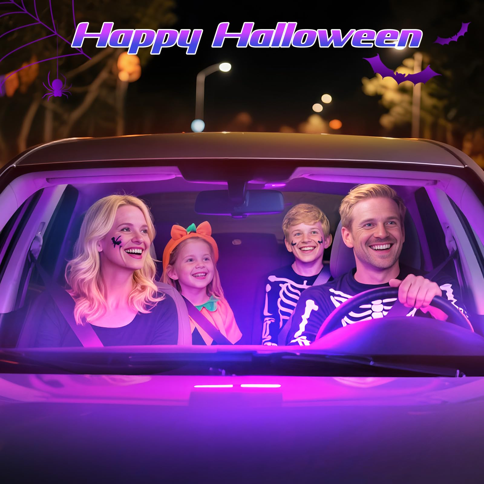 Winzwon Led Lights for Halloween Car Accessories Interior, Christmas White Elephant Gifts for Him Her Men Women Teen Boys Girls, APP Control with USB Port Color Change Lights for Truck Decor