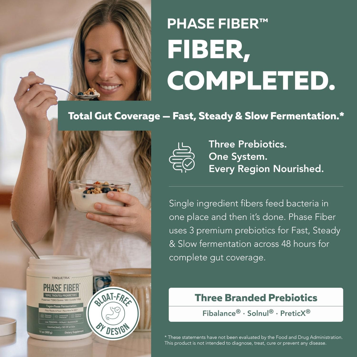 Phase Fiber™ Prebiotic Powder for Complete Gut & Digestion Support, Low FODMAP Certified Ingredients, Triple Phase Fermentation, Clinically Studied for Sensitive Digestion, Vegan (30 Servings)