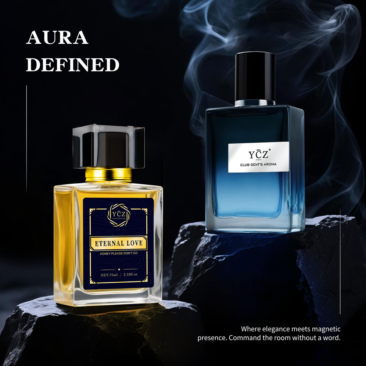 Ycz Cologne for Men Set, Pioneer & Midnight Fragrance Collection, 1.7 Oz Eau de Parfum, Spicy Woody Citrus Scent with Lemon Notes, Long Lasting Men's Cologne, Elegant Bottle Design, Gift Set for Men