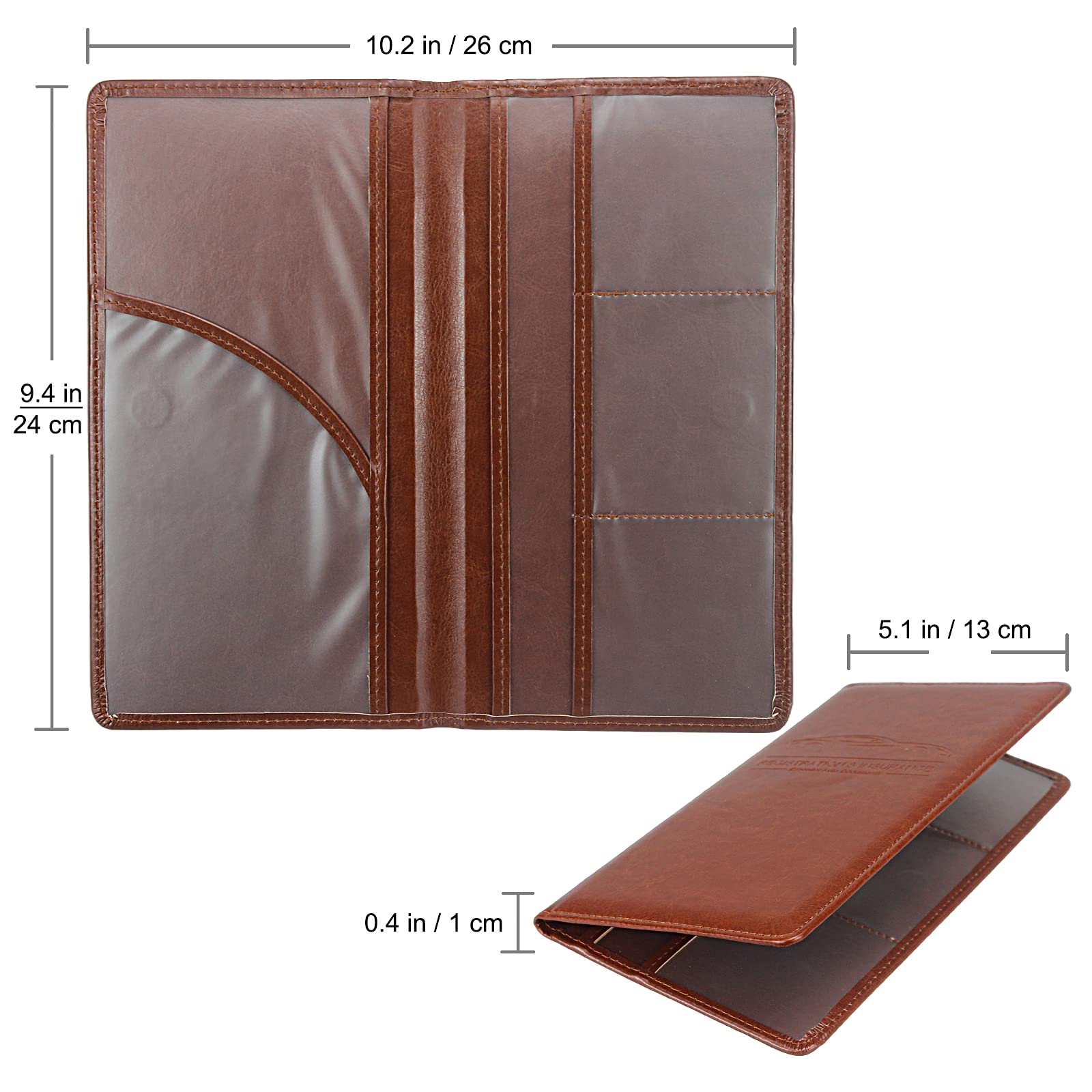 LumiMokki Premium Car Registration & Insurance Card Holder with Magnetic Shut, Vehicle Glove Box Car Organizer - For Documents, Cards, License (Brown)