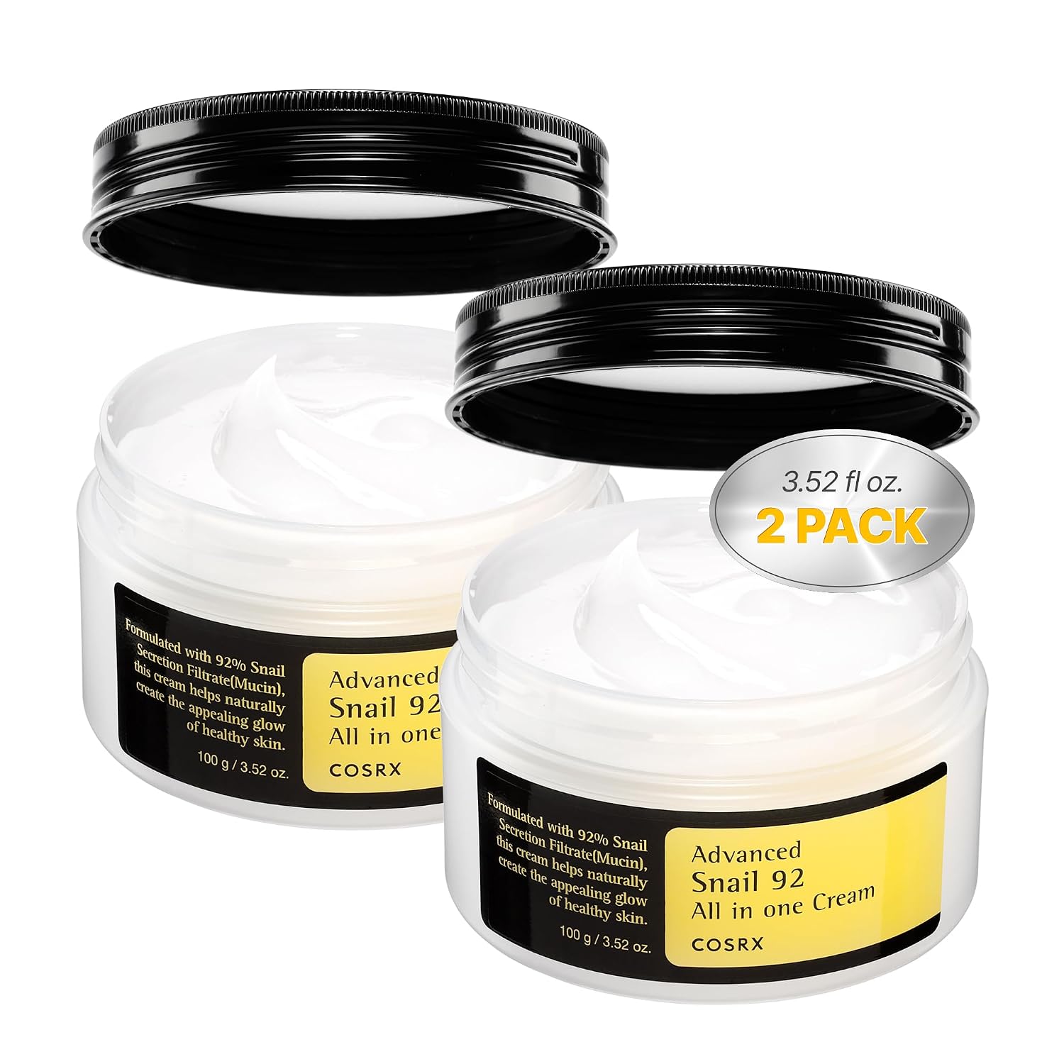 COSRX Snail Mucin 92% Face Moisturizer for Soft & Glowy Skin, 3.52 oz.