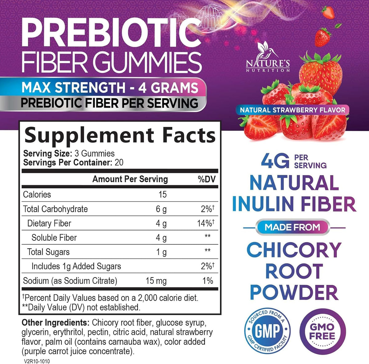 Fiber Gummies For Adults - Prebiotic Plant Based Fiber 4g Per Serving Gummy Supplement - Daily Digestive Health and Regularity Support - Gut Support Gummy Plant Based Digestion Support - 60 Gummies
