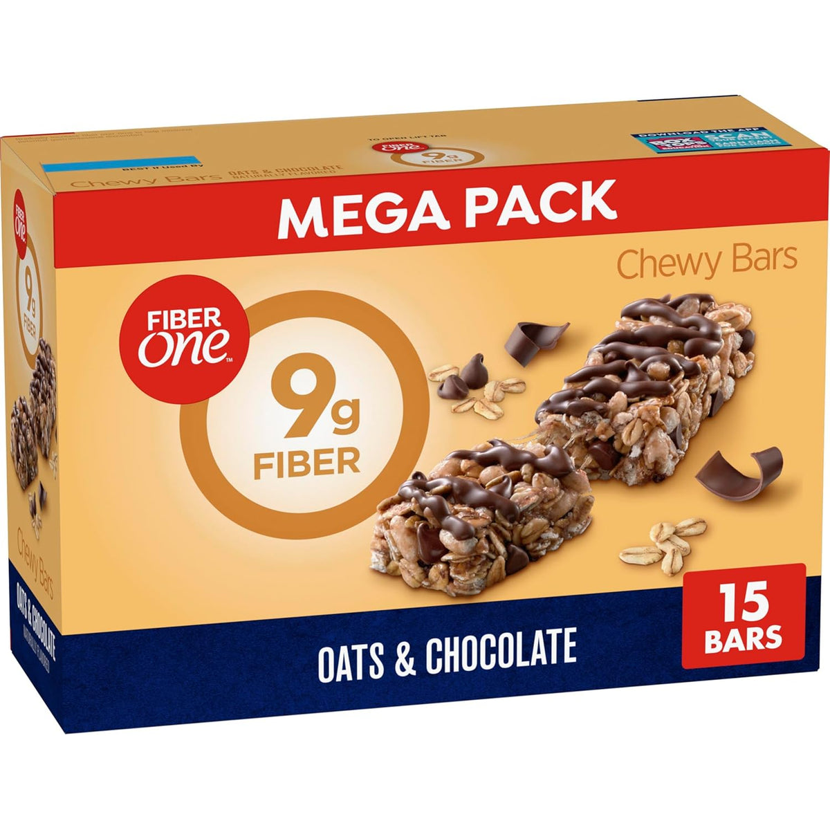 Fiber One Oats & Chocolate Chewy Bars, Fiber Snacks, 15 ct, 21.2 oz