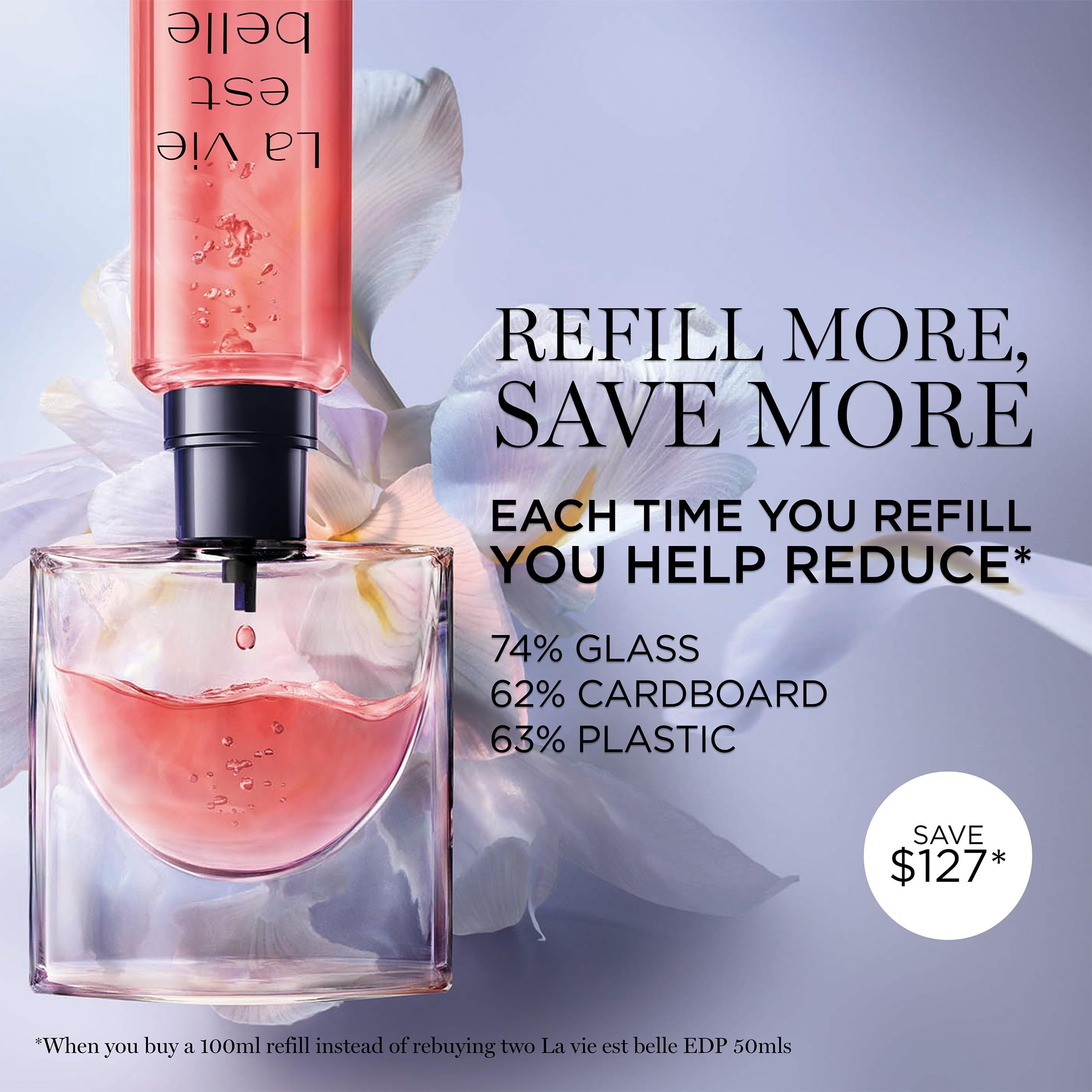 Lancôme La Vie Est Belle Eau de Parfum - Long Lasting Fragrance with Notes of Iris, Earthy Patchouli, Warm Vanilla & Spun Sugar - Floral & Sweet Women's Perfume, 3.4 Fl Oz Refill