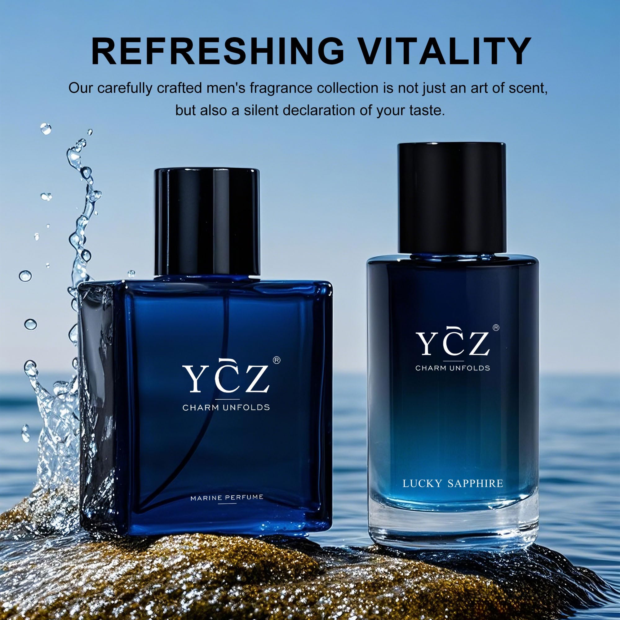 Ycz Ocean Savage Cologne for Men, 1.7 Fl Oz (50ml) Eau de Parfum, Fresh Woody Citrus Fragrance with Floral Fruity Notes, Long Lasting Men's Cologne, Elegant Bottle Design, Date Night & Gifts for Men