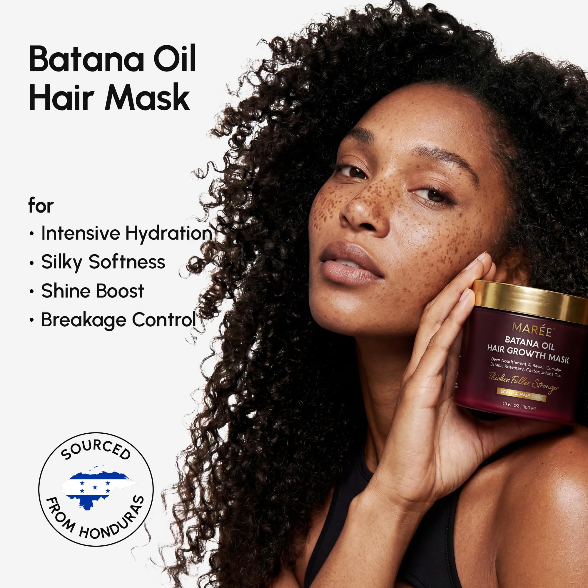 MAREE Deep Conditioning Hair Mask for Damaged Hair Treatment - Batana Oil Hair Mask for Hair Growth – Dry Curly Color Refreshing – 10 Fl Oz, Yellow