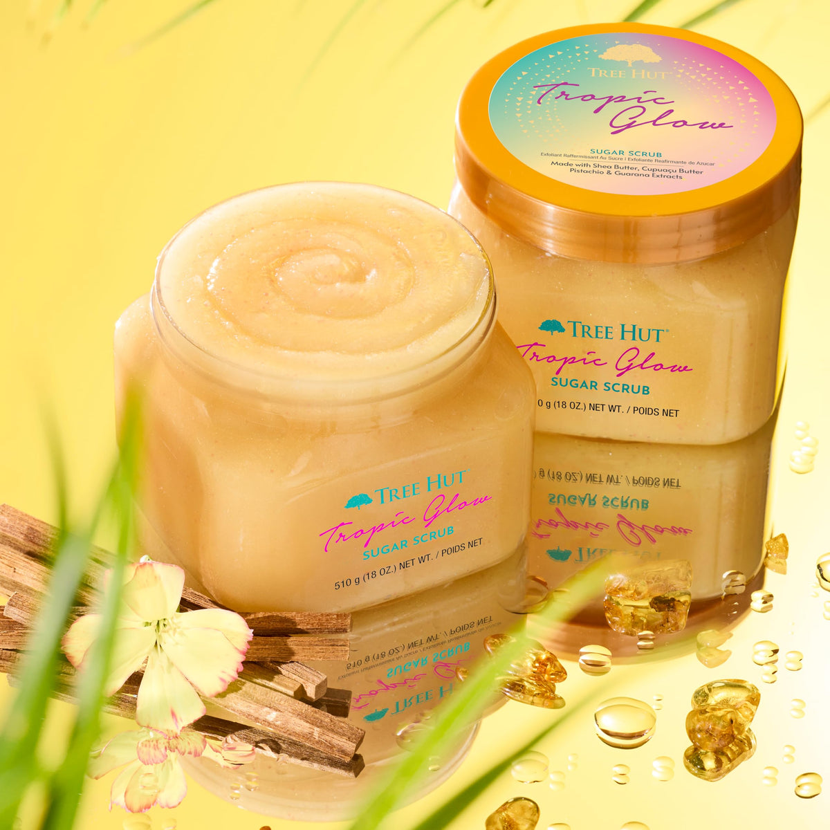 Tree Hut Tropic Glow Body Scrub, Exfoliating & Hydrating Sugar Scrub with Shea Butter & Essential Oils, Smooth Skin, Body Exfoliator For All Skin Types, Self Care Gifts for Women, Vegan, 18 Oz
