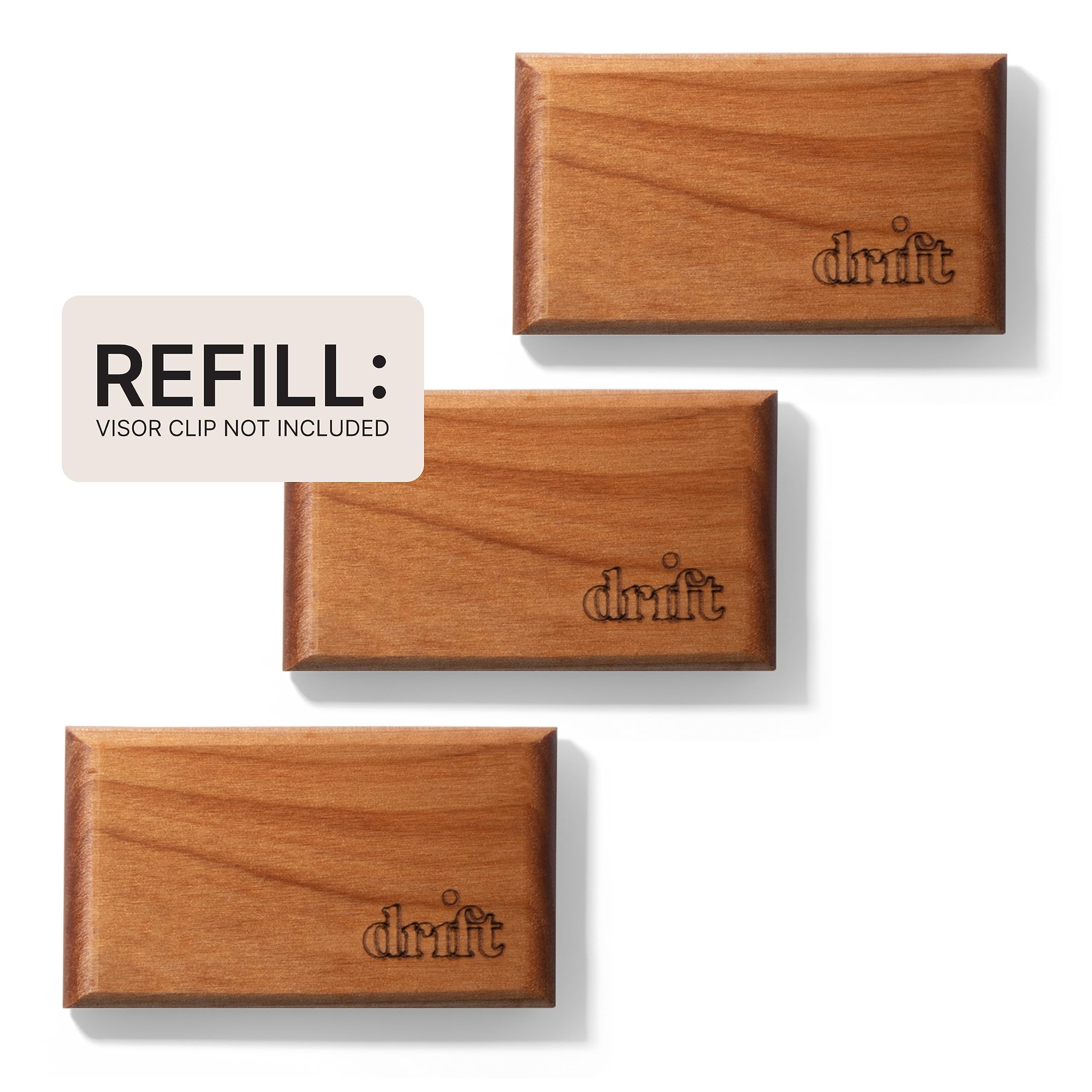 Drift Car Air Freshener - The Original Wood Air Freshener - Car Odor Eliminator - Long Lasting Scent - Metal Clip - Essential Oils - Clean Ingredients - Teak Scent 3 Pack Refill - NO CLIP INCLUDED