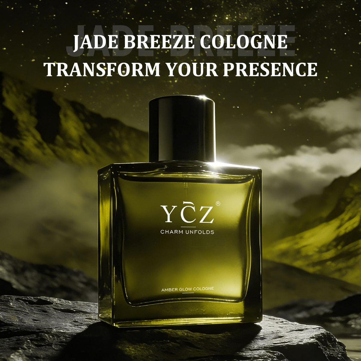 Ycz Amber Glow Eau de Parfum for Men, 1.7 Fl Oz (50 mL), Long-Lasting Cologne, Fruity Chypre Scent with Bergamot, Black Currant and Oakmoss Notes for Business, Evening Events and Success Wear