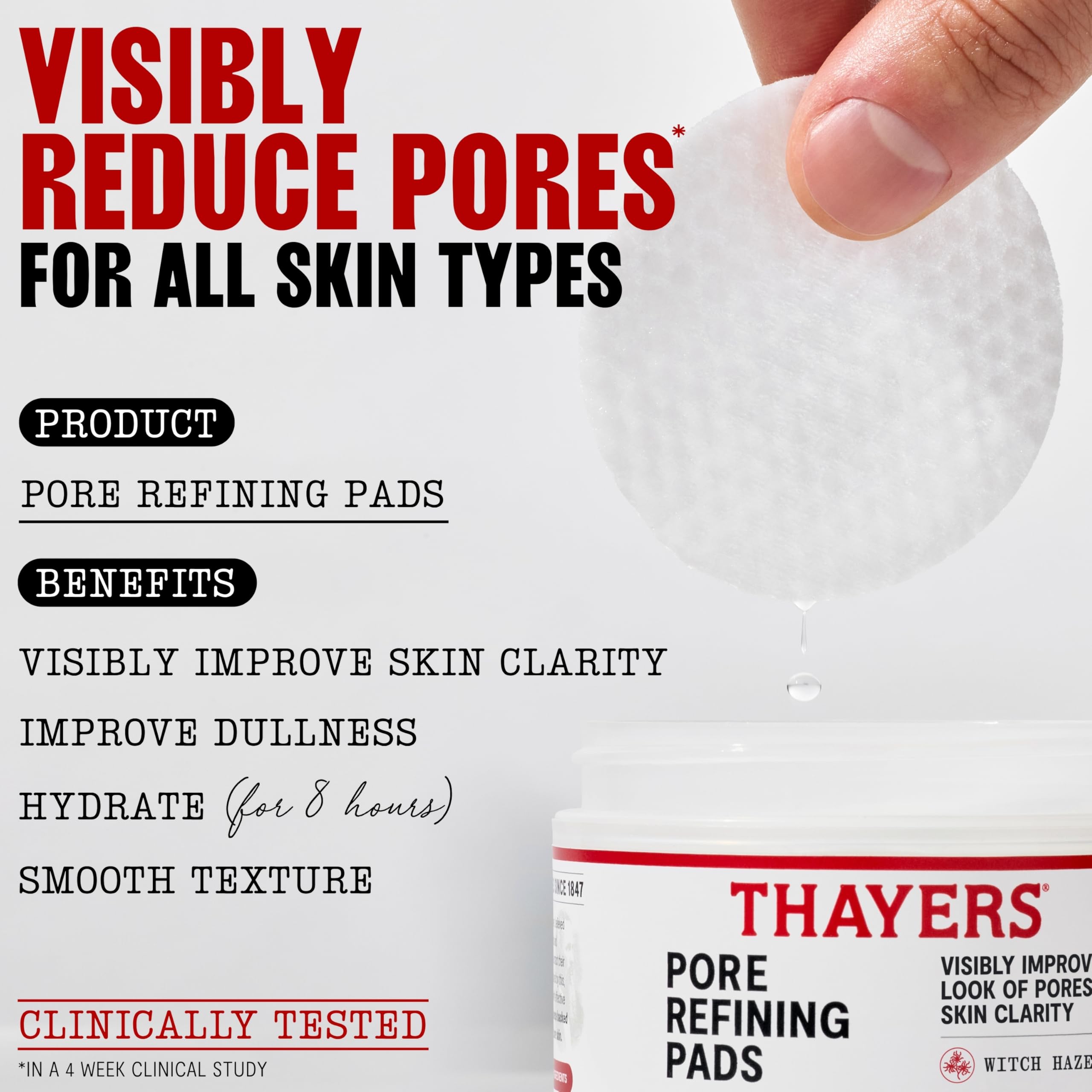 Thayers Pore Refining Toner Pads, Dual-Sided Exfoliating Pads with Witch Hazel, Salicylic Acid & Hyaluronic Acid to Improve Look of Pores and Skin Clarity, Made For All Skin Types, 60 Count