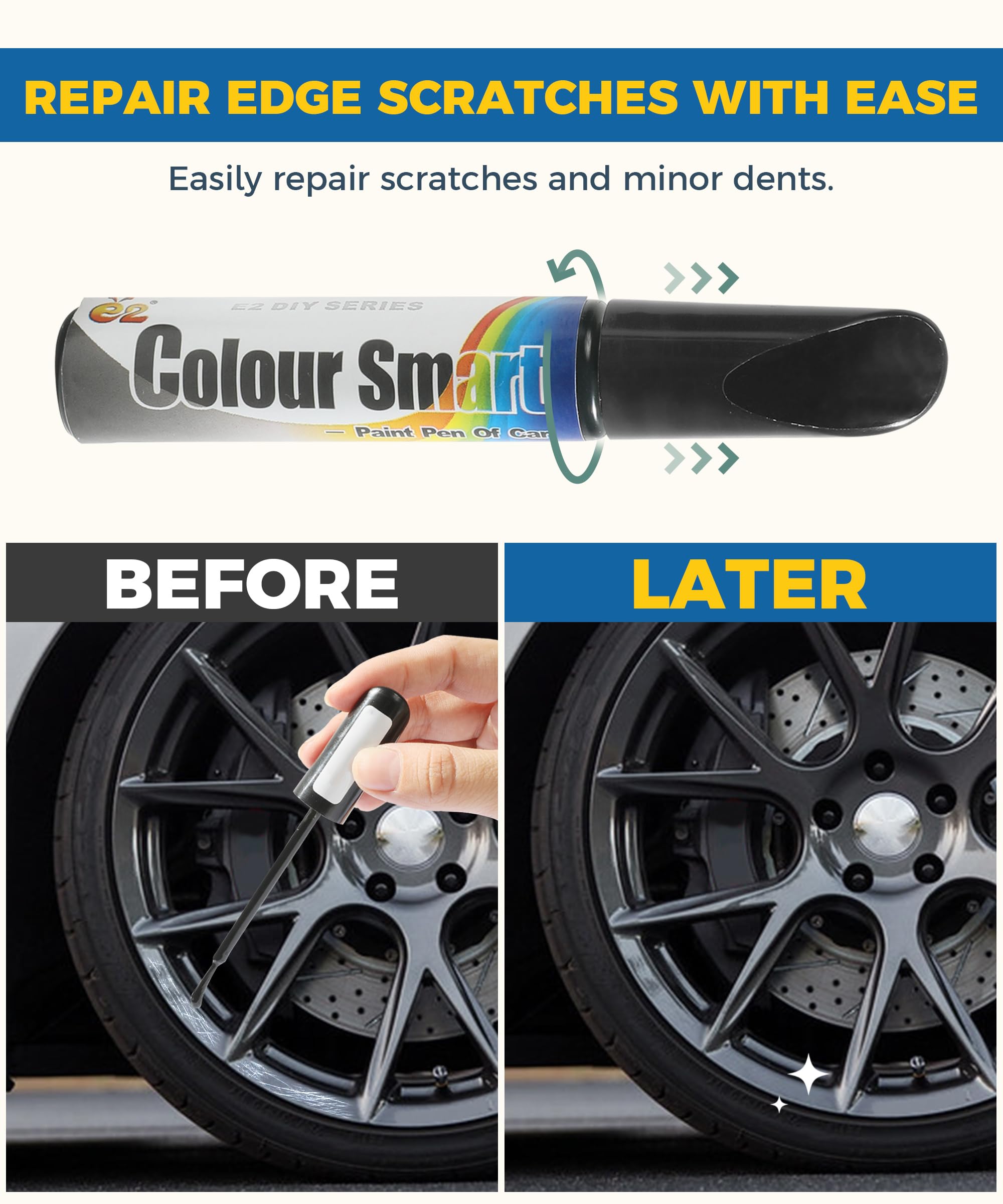 UBOG Touch Up Paint for Cars,Rim Paint,Car Accessories Wheel Paint,Auto Touch Up Paint,Car Scratch Remover Pen,Rim Scratch Repair,Car Paint Automotive Paint, Rim Paint for Car Wheel Repair (Black)