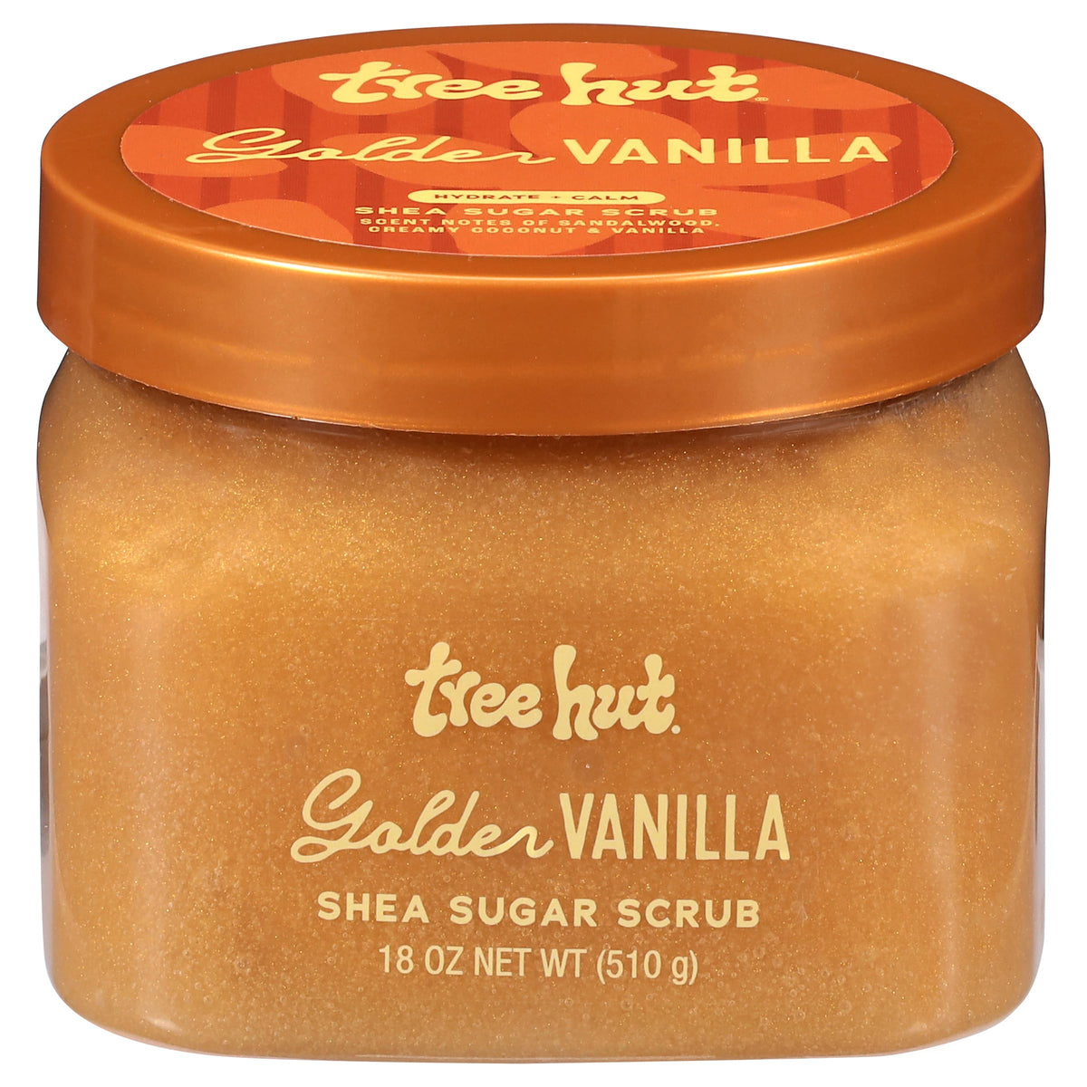 Tree Hut Golden Vanilla Body Scrub, Exfoliating & Hydrating Sugar Scrub with Shea Butter & Essential Oils, Smooth Skin, Body Exfoliator For All Skin Types, Self Care Gifts for Women, Vegan, 18 Oz