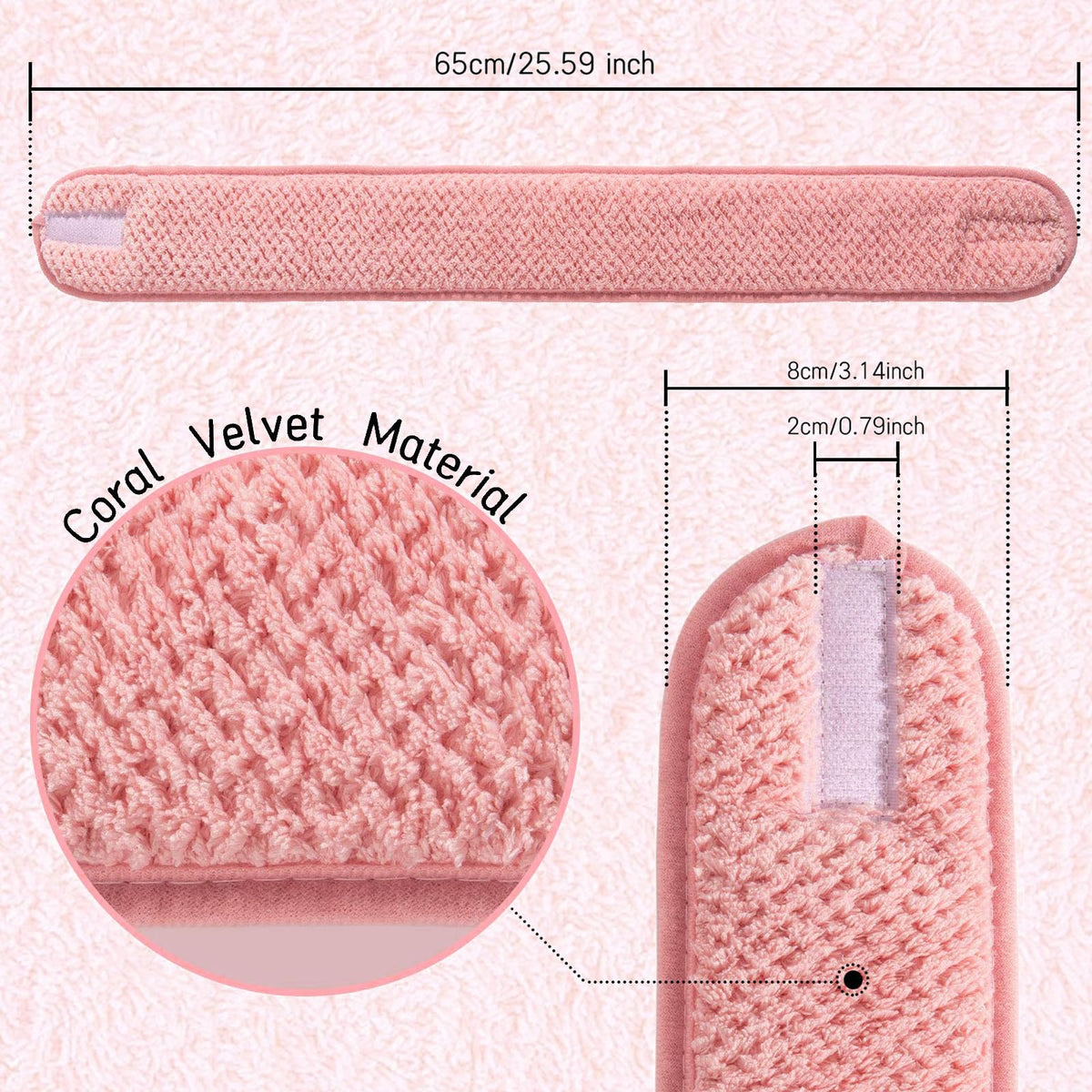 Whaline 4 Pack Spa Facial Headband, Adjustable, 4 White Pink Colors