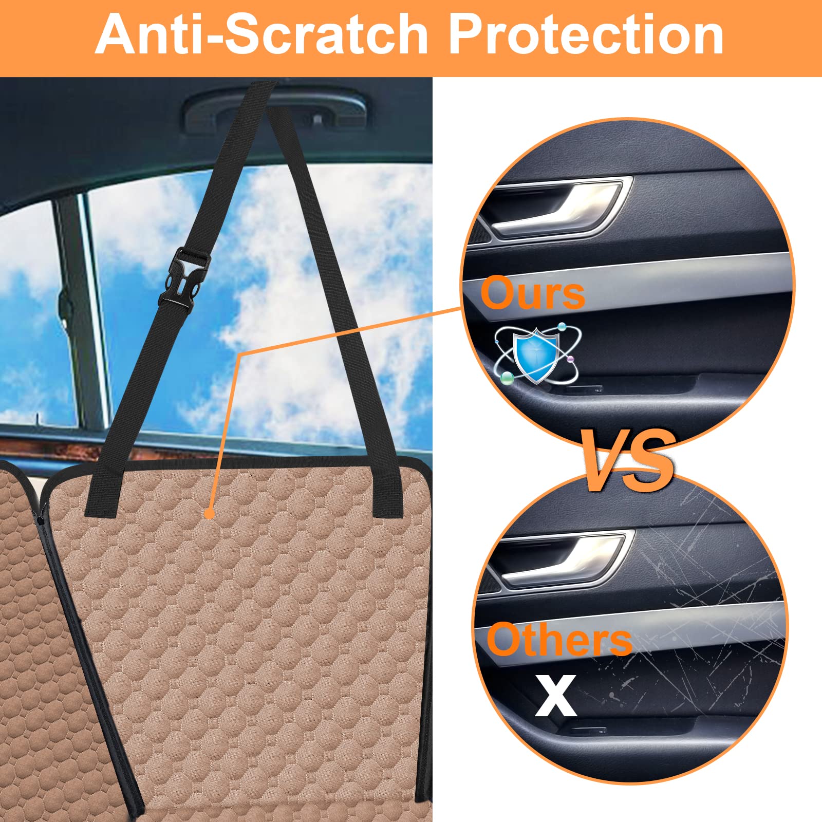 Mancro Back Seat Pet Cover for Dogs, 2026 Upgraded 600D Heavy Duty Waterproof & Scratch-Resistant Dog Hammock for Car, Car Cover for Dogs with Sedan, Trucks and SUVs, Standard, Khaki