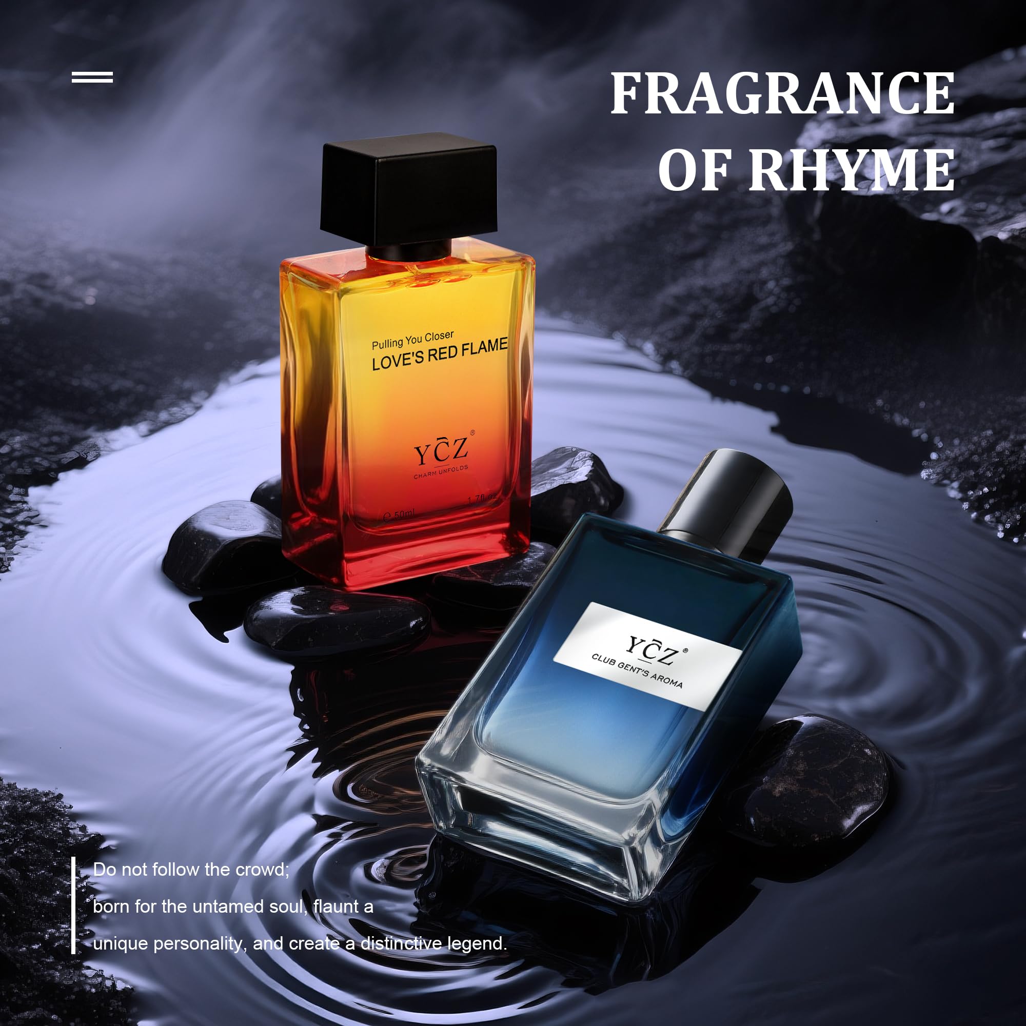 Ycz Cologne for Men, Borrowing Fire & Club Fragrance Set, 1.7 Fl Oz (50ml) Eau de Parfum, Long Lasting Citrus Fragrance, for Work, Dating, Evening Wear & Gift Giving, Men's Cologne Gift Set
