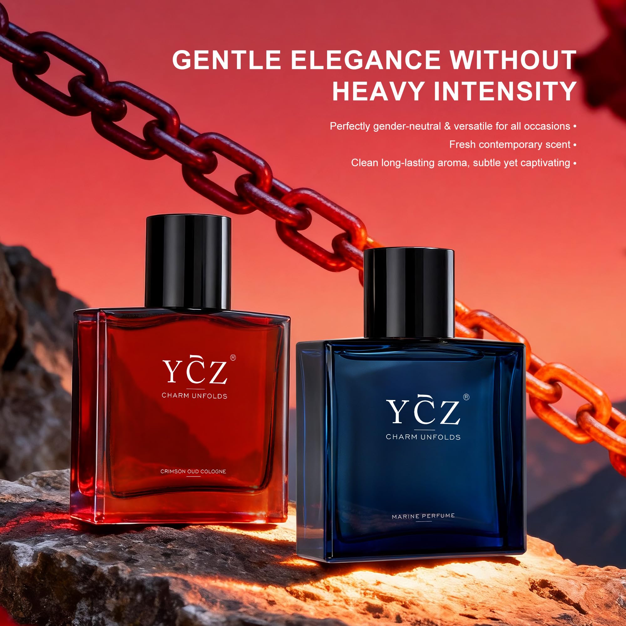 Ycz Ocean Ebony Collection Cologne for Men Set, 1.7oz Luxury Woody Marine Cologne, Sophisticated Long Lasting Fragrance for Modern Men, Elegant Bottled Cologne Gift for Men for Office, Dating