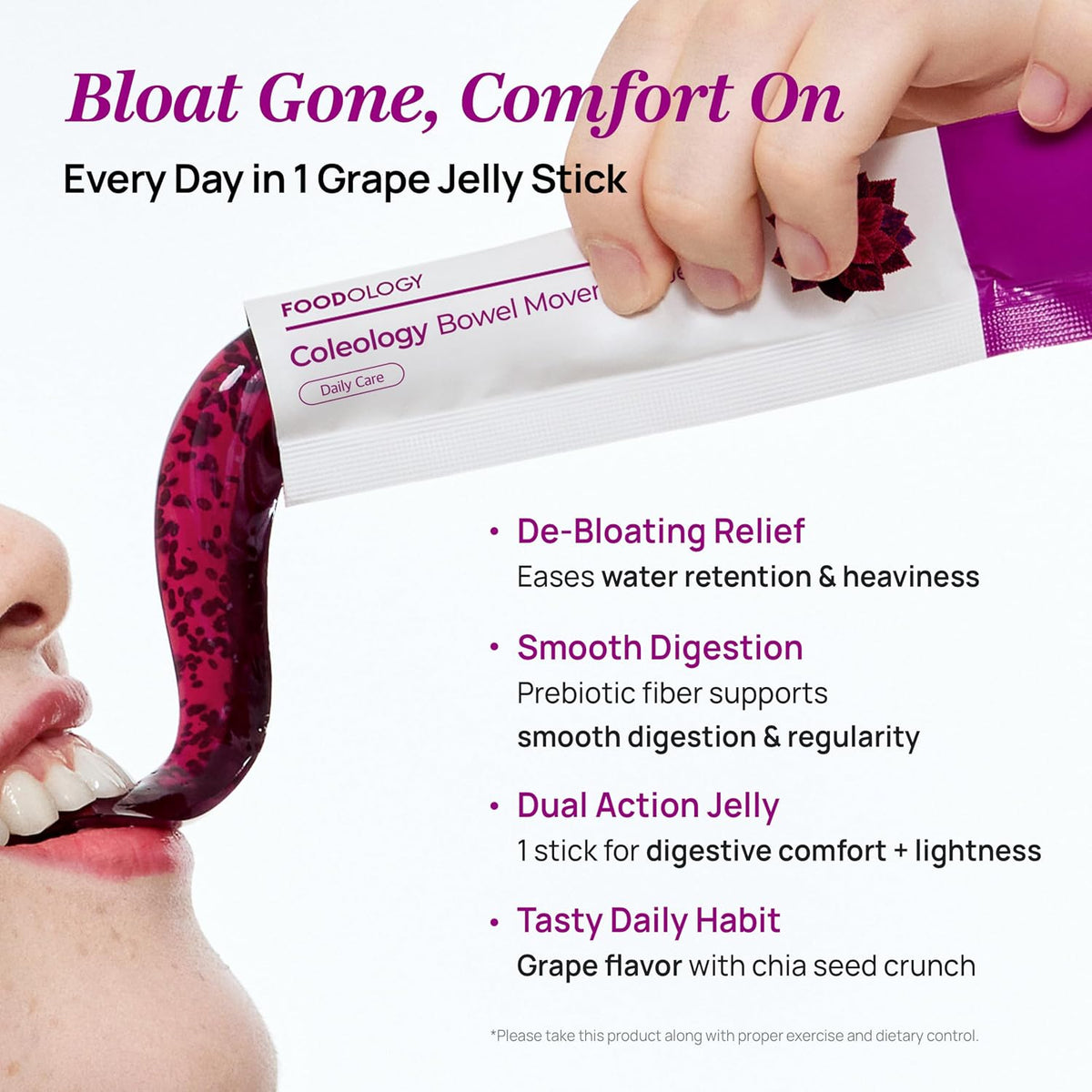 FOODOLOGY Coleology Bowel Movement Jelly, Grape & Prune, 10 Sticks