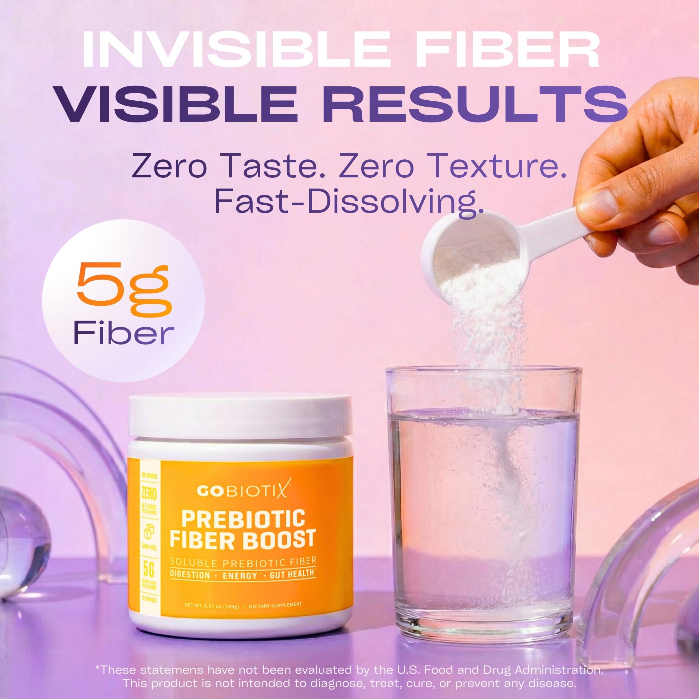 GOBIOTIX Fiber Supplement Powder with Prebiotics for Digestive Health and GLP-1 Support, Soluble Fiber for Gut Health & Debloat, Keto, Vegan, Gluten & Sugar Free, 35 Servings (3 Pack)