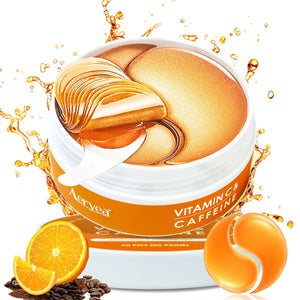 Single box of 30 pairs of Aeryea Vitamin C and Caffeine Hydra-Gel eye patches, perfect for brightening dark circles.