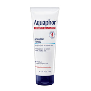 Aquaphor Healing Ointment tube on a white background