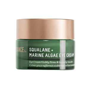 A 0.5 oz pink jar of BIOSSANCE Squalane + Marine Algae Eye Cream, a clean beauty treatment for firming and hydrating the eye area.