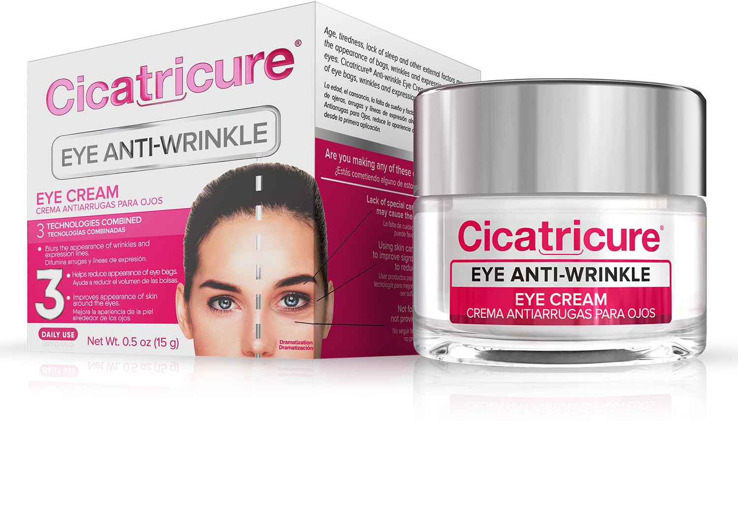 Single 0.5 oz tube of Cicatricure Blur & Filler Anti-Wrinkle Eye Treatment, a hydrating formula for aging skin.