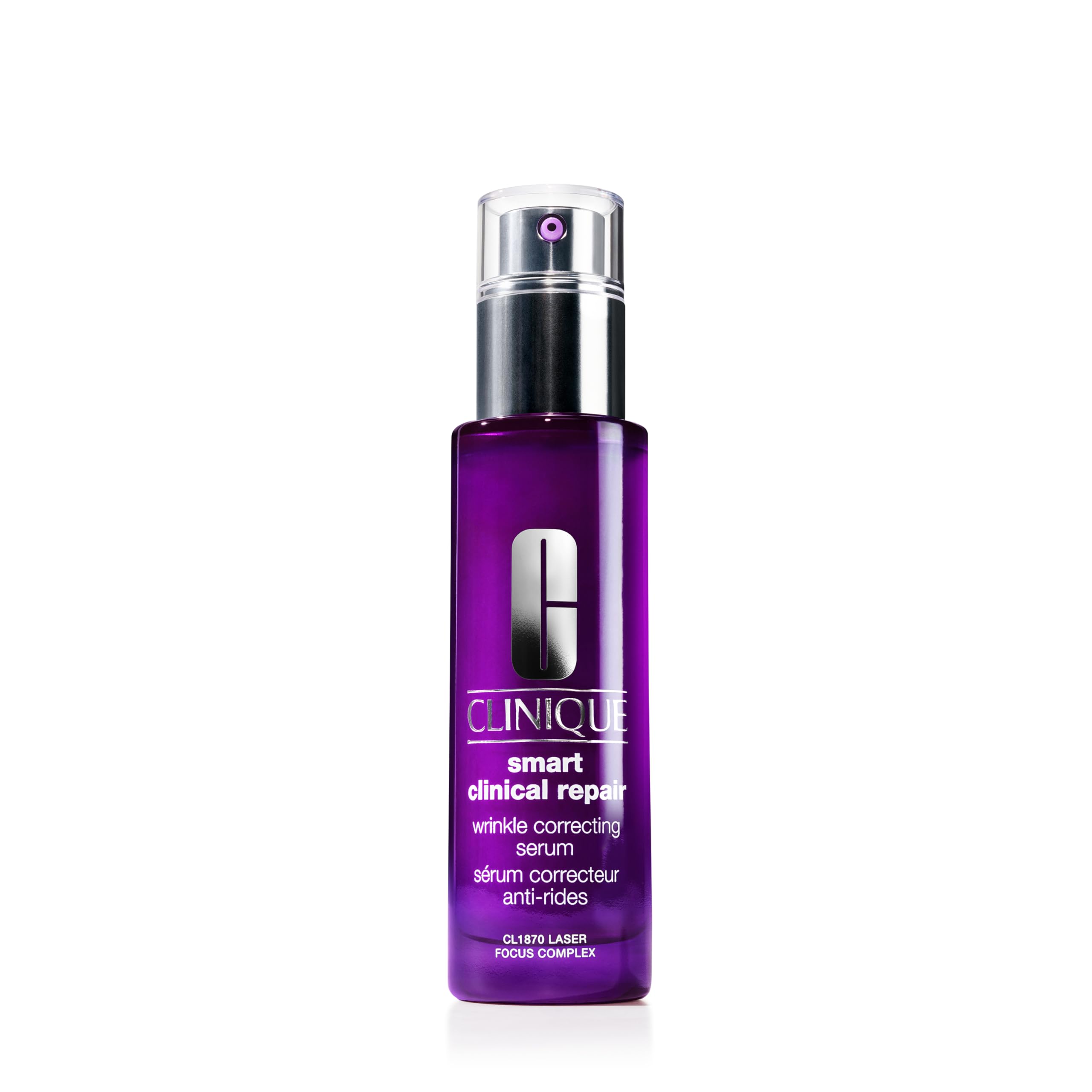 Clinique Smart Clinical Repair purple bottle – an advanced wrinkle-correcting serum for all skin types.