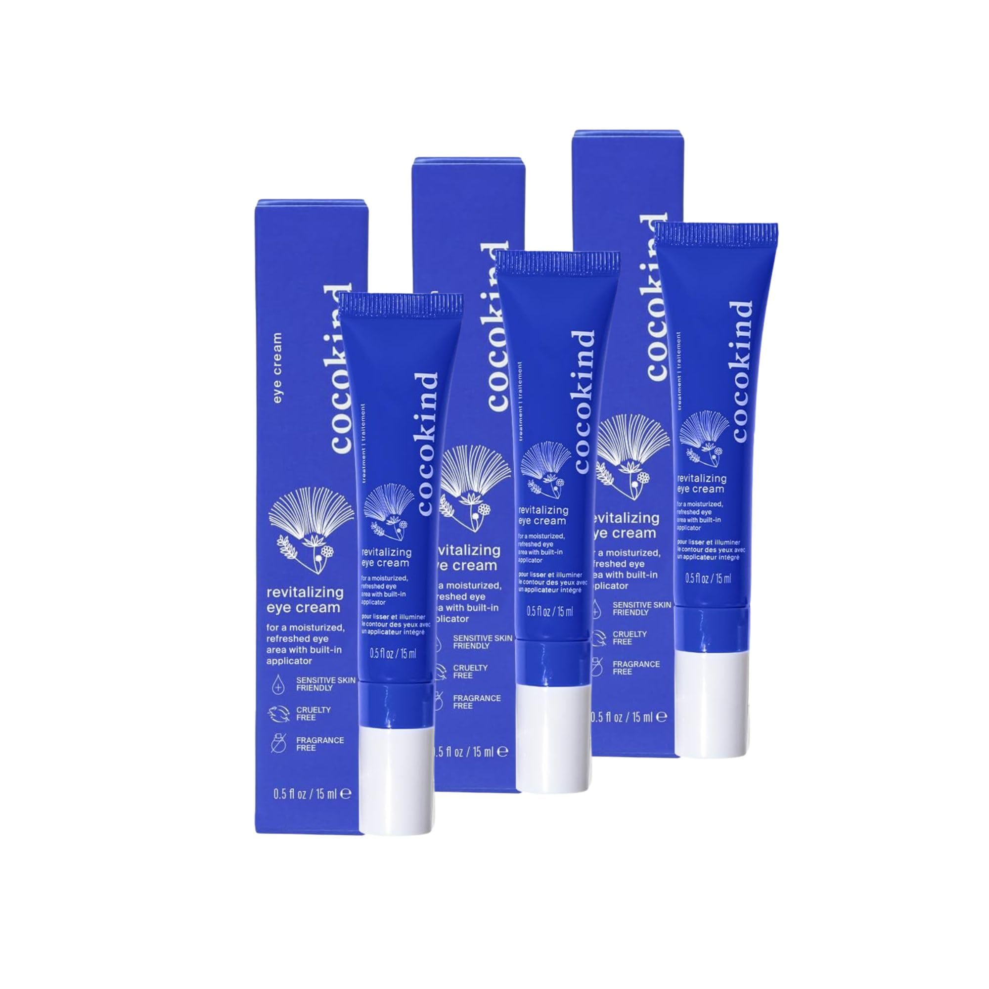 Cocokind revitalizing eye cream with cooling metal applicator for puffiness fine lines and brighter under eye area 3 pack