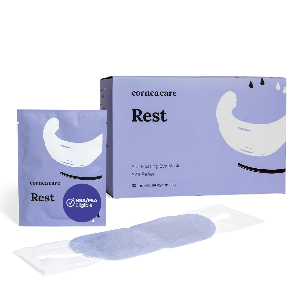 CorneaCare Rest 30 Count Box - Self-Heating Warm Compress Masks for Dry Eye and Stye Relief
