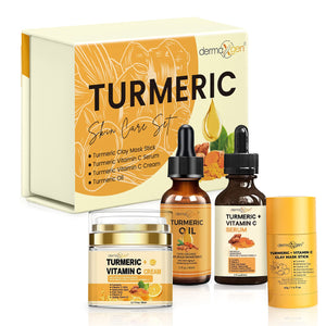DERMAXGEN 4-piece glow boosting skincare set featuring organic moisturizer for acne control and dark spot removal.