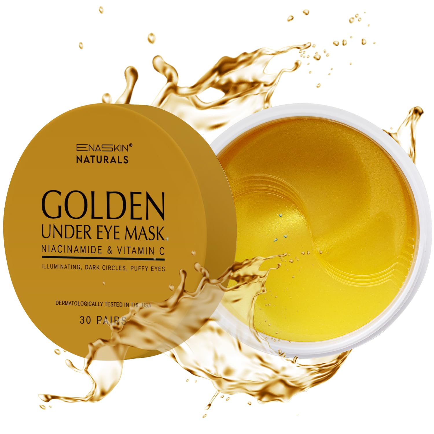 Enaskin Naturals 24K Gold Eye Gel Pads - 30 Pairs of Brightening and Moisturizing Eye Masks