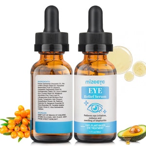 A set of two eye serum bottles specifically formulated for chalazion, blepharitis relief, and eyelid soothing.