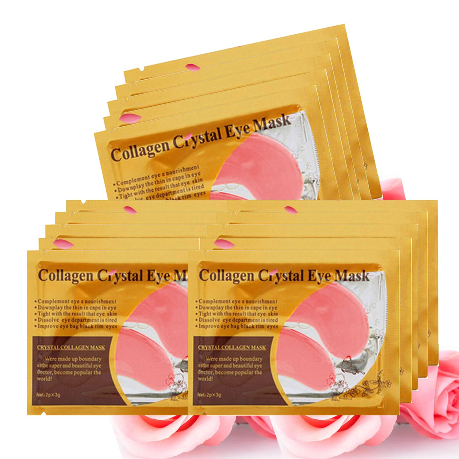 A container of 30 pink Felico under-eye gel patches, designed for anti-aging and reducing dark circles.