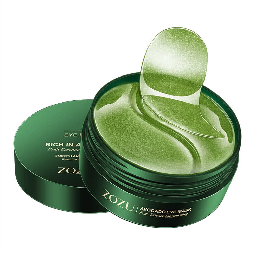 Green Cosmos Avocado & 24k Gold Under Eye Patches, featuring green-tinted collagen gel pads enriched with avocado oil for deep hydration.