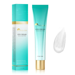A 1 fl oz tube of HOLYOM Retinol Eye Cream, a high-performance treatment for tightening and rejuvenating the under-eye area.
