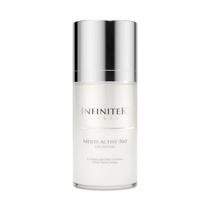 Infinitek Paris Multi-Active Collagen Eye Cream 0.50 fl oz bottle for anti-aging and under eye dark circles treatment.