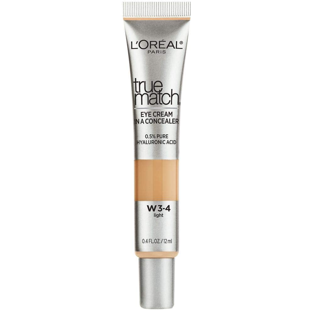 L’Oréal Paris True Match Eye Cream in a Concealer - Shade Light W3-4 Warm for Light Skin with Golden/Peach Undertones