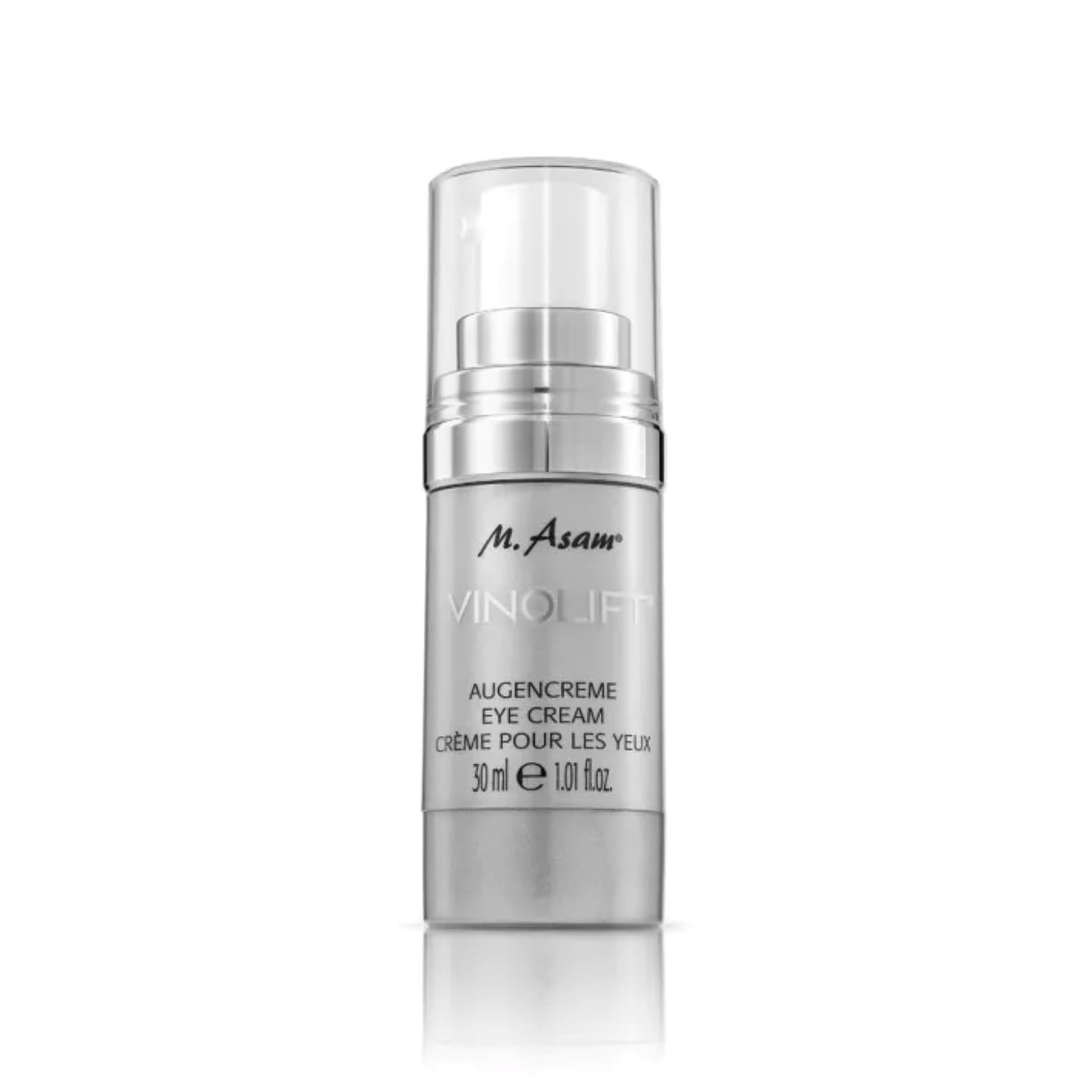 1.01 Fl Oz bottle of M. Asam VINOLIFT Eye Cream for anti-wrinkle skin rejuvenation and deep hydration.