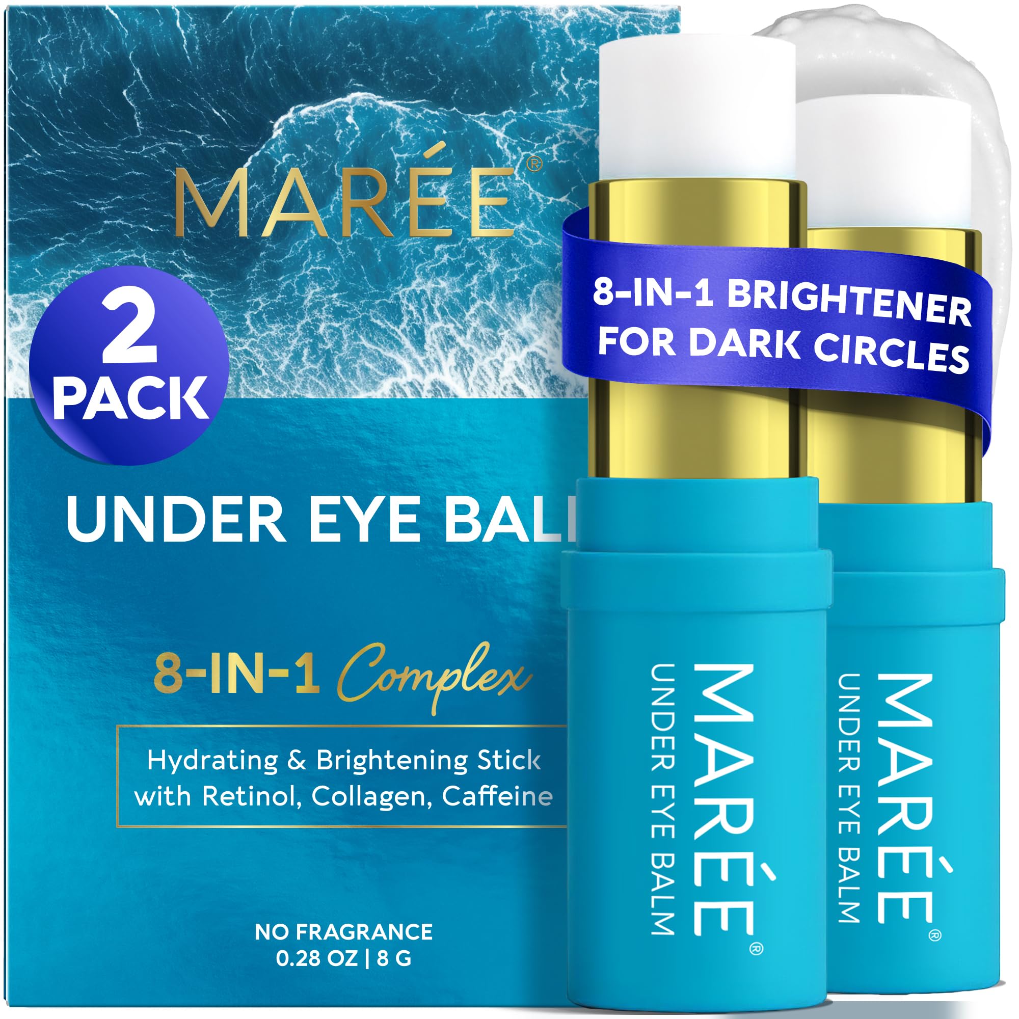 MAREE Under Eye Balm Stick 2-Pack - Two Portable Anti-Aging Eye Sticks for Daily Use
